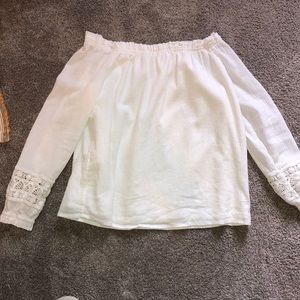 White off the shoulder tee